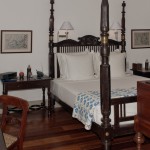 A guest bedroom at the Amangalla hotel in Galle.